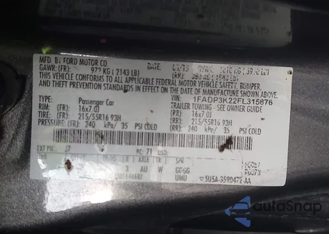 2015 Ford Focus Se из США, поврежденный, VIN 1FADP3K22FL315876